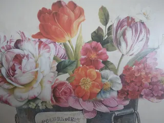 Cuadro floral vintage metálico