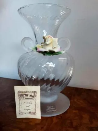 Vaso Damiani in cristallo di Murano certificato autentico