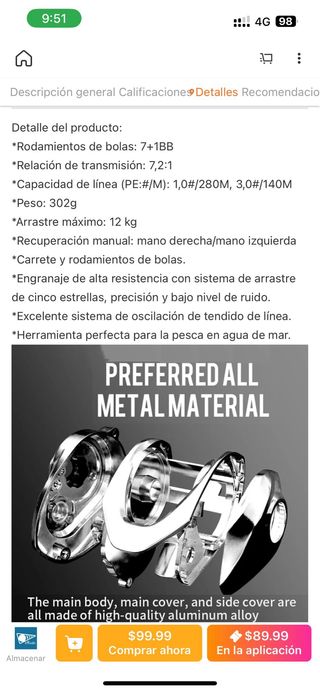 Carrete Baitcasting Jigging Spinning