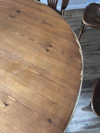 Mesa redonda vintage comedor madera 8 personas