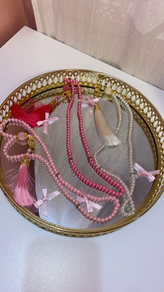 Tasbih elegantes rosa y blanco