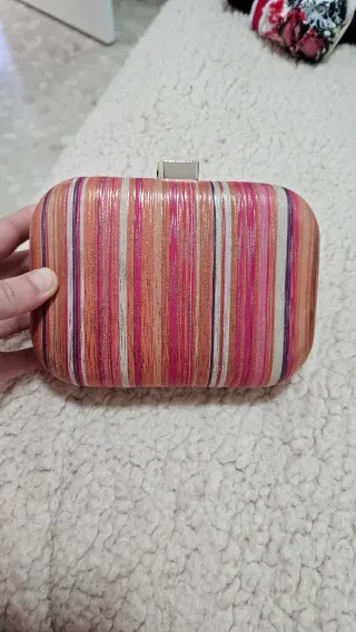 Bolso de fiesta rayas naranja y rosa