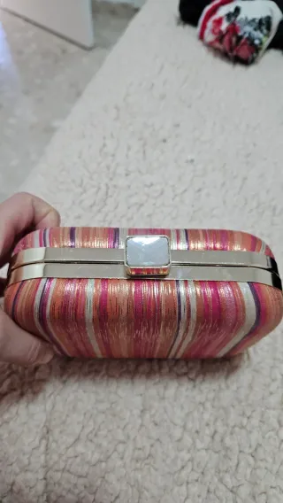 Bolso de fiesta rayas naranja y rosa