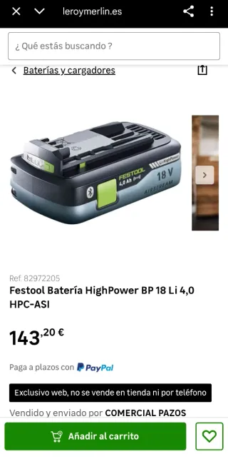 Baterías Festool  pack de 2- 18V 4.0 Ah