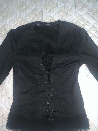 Corsé negro Mango con cordones