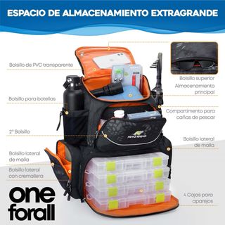 Mochila Pesca Impermeable + 4 Cajas