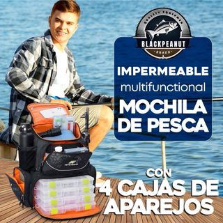 Mochila Pesca Impermeable + 4 Cajas