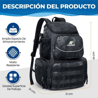 Mochila Pesca Impermeable + 4 Cajas