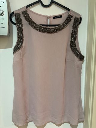 AVE RARA Blusa Rosa sin Mangas con Pedrería