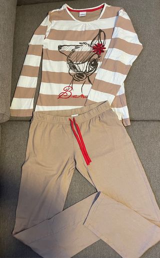 Pijama Bambi Disney Rayas Marrón y Blanco