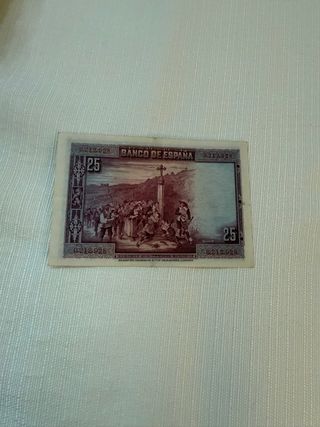 Difícil Billete Sin Serie 25 Ptas 1928 Calderon