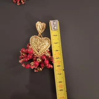Orecchini Cuore Sacro Oro e Rosso