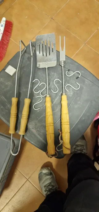 Utensilios Barbacoa Madera y Metal