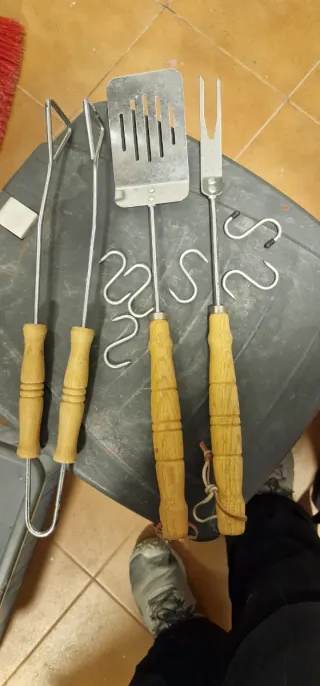 Utensilios Barbacoa Madera y Metal