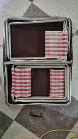 Mesa Plegable Camping + 3 Sillas Vintage