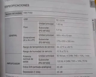Barra Sonido Samsung con Subwoofer.
