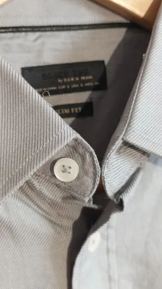 Camisa Zara Gris Hombre