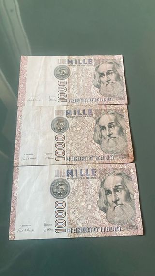 3 Banconote Lire 1000 Marco Polo