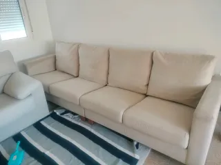 Sofá 4 plazas beige terciopelo