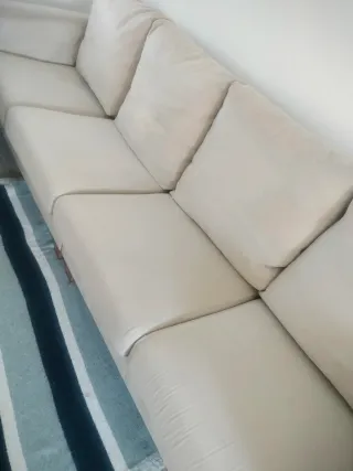 Sofá 4 plazas beige terciopelo