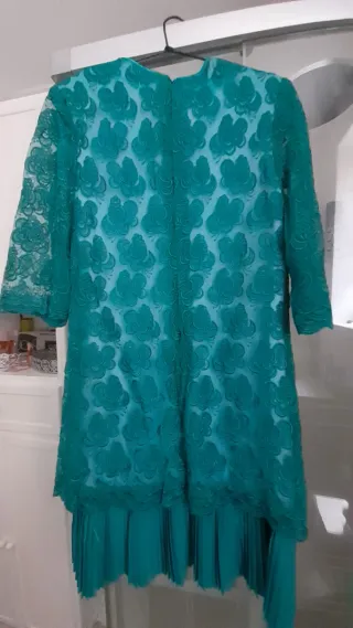 Vestido fiesta encaje aguamarina