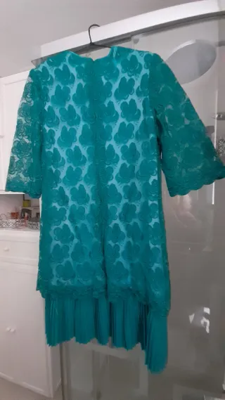 Vestido fiesta encaje aguamarina