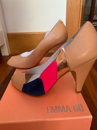 Sandalias EMMA GO Beige Multicolor Tacon