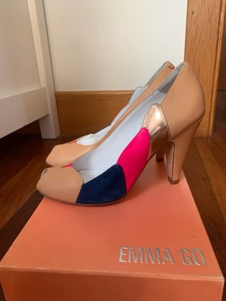 Sandalias EMMA GO Beige Multicolor Tacon