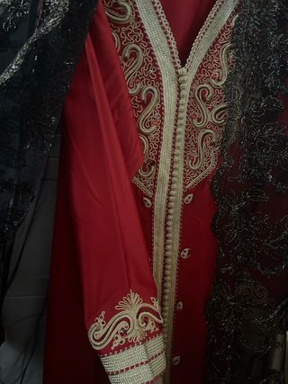 Kaftan  Roja y Negra Talla Única