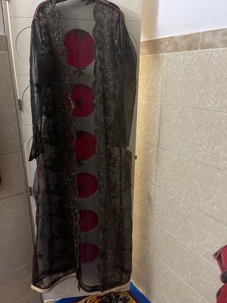 Kaftan  Roja y Negra Talla Única