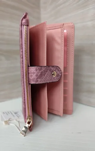 Cartera monedero rosa empolvado efecto piel serpie