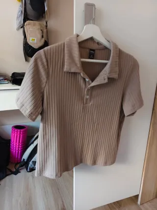 Camiseta beige de canalé
