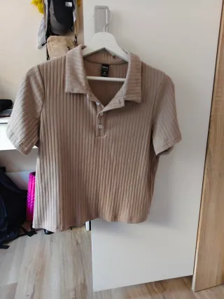 Camiseta beige de canalé