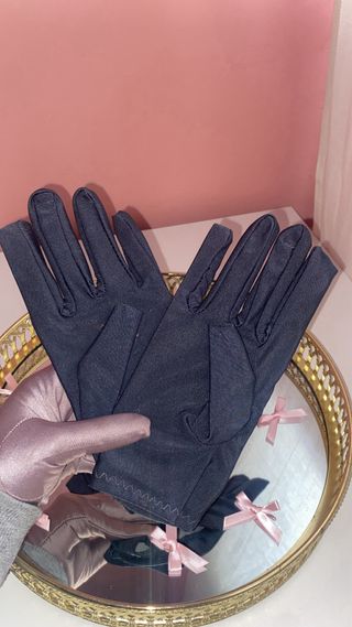 Guantes elásticos de seda negros
