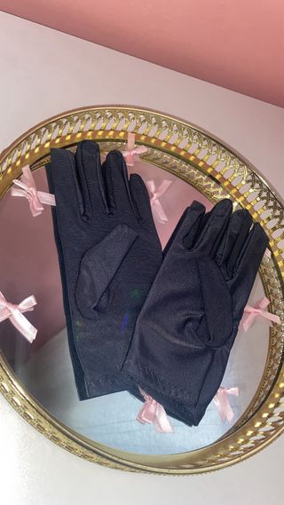Guantes elásticos de seda negros