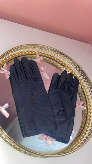 Guantes elásticos de seda negros
