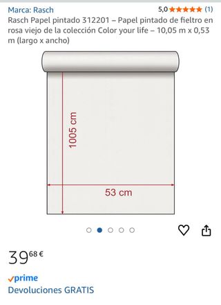 Rollo Papel Pintado Rosa Viejo (3 rollos)