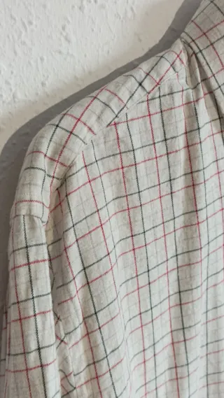 Camisa Pertegaz cuadros beige y rojo