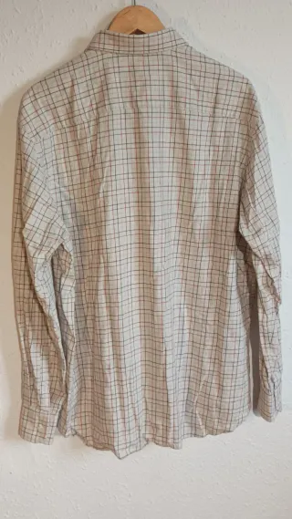 Camisa Pertegaz cuadros beige y rojo