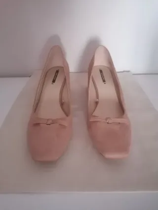 Manoletinas rosas con lazo Zara