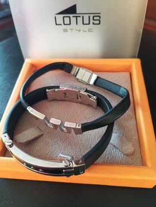 Bracciale Lotus Uomo Nero e Argento