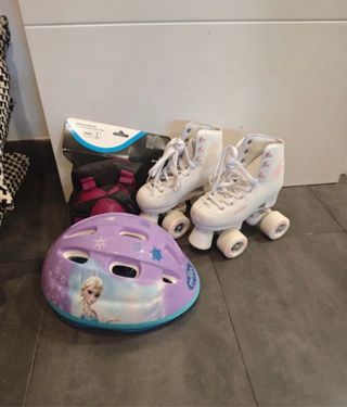 Patines Blancos Frozen con Casco y Protecciones
