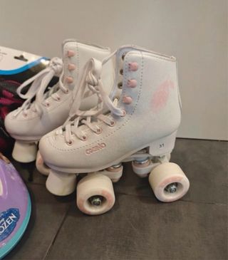 Patines Blancos Frozen con Casco y Protecciones