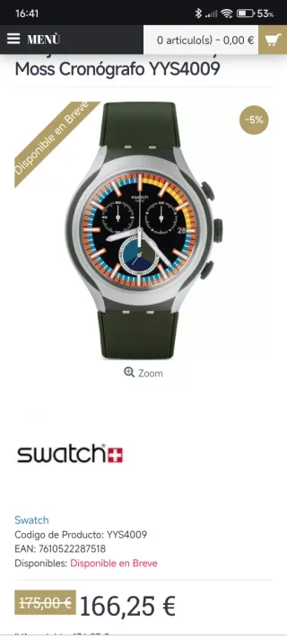 Orologio Swatch YYS4009 Cronografo Verde