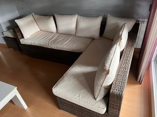 Divano modulare da esterno in rattan e tessuto