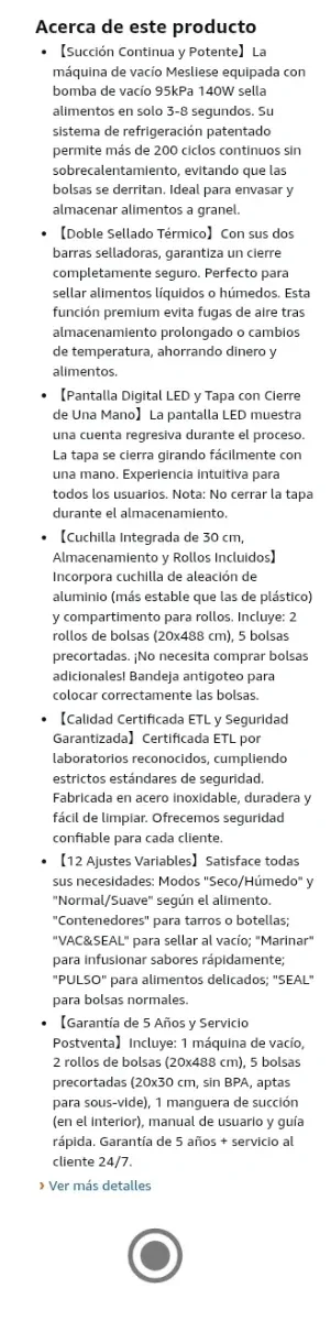 Máquina Selladora al Vacío Acero Inoxidable
