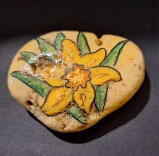 Pietre dipinte a mano con fiori e scritte