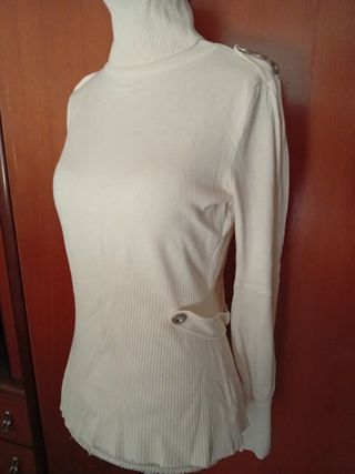 Jersey Cortefiel cuello alto blanco