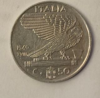 Italia,50 centesimi 1940.Errore,fallo nel tondello