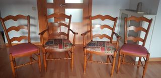4 Sillas Comedor Provenzal Madera Tapiz